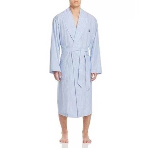 Polo Ralph Lauren Other - Polo‎ Ralph Lauren Robe Men L/XL Blue Striped Cotton Sleepwear Loungewear